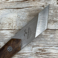 
              Kiridashi Wood Carving Knife 1/8 inch N690 Steel Blade Walnut Wood Handle with Leather Sheath
            