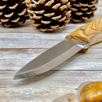 Bohler N690 Scandi Camping Knife, Hunting Knife, Leather Sheath
