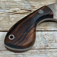 Skinner Knife with Gut Hook Walnut Handle and Leather Sheath Bohler N690 Knife