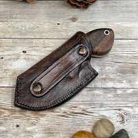 Skinner Knife with Gut Hook Walnut Handle and Leather Sheath Bohler N690 Knife
