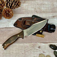 Tactical Knife with N690 Bohler Steel Knife, Leather Sheath & Ferro Rod