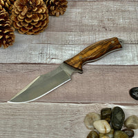 Tactical Knife with N690 Bohler Steel Walnut Handle and Leather Sheath Professional Knife with Laser Engraving Handle