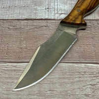Tactical Knife with N690 Bohler Steel Walnut Handle and 1/8 inches Leather Sheath Professional Knife with Opt Laser Engraving Handle