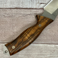 Tactical Knife with N690 Bohler Steel Walnut Handle and 1/8 inches Leather Sheath Professional Knife with Opt Laser Engraving Handle