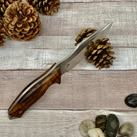 Tactical Knife with N690 Bohler Steel Walnut Handle and Leather Sheath Professional Knife with Laser Engraving Handle