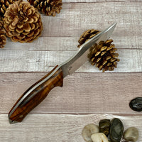 Tactical Knife with N690 Bohler Steel Walnut Handle and 1/8 inches Leather Sheath Professional Knife with Opt Laser Engraving Handle