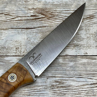Handmade Hunting Knife N690 Steel Wood Handle Hunting Knife with Leather Sheath, Skinner Knife with Magnesium Fire Starter