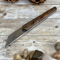 
              Kiridashi Wood Carving Knife 1/8 inch N690 Steel Blade Walnut Wood Handle with Leather Sheath
            