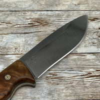 Hunting Knife Camping Knife with Personalized Wood Handle and Leather Sheath for Gift Walnut/Wenge Handle Bohler N690 Bushcraft Knife