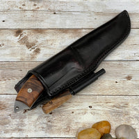 Hunting Knife Camping Knife with Personalized Wood Handle and Leather Sheath for Gift Walnut/Wenge Handle Bohler N690 Bushcraft Knife