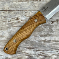 
              Bushcraft Knife with Olive Wood Handle and Leather Sheath  1/6 inch Bohler N690 Blade + Magnesium Fire Starter
            