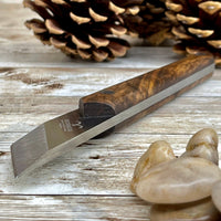 
              Kiridashi Wood Carving Knife 1/8 inch N690 Steel Blade Walnut Wood Handle with Leather Sheath
            