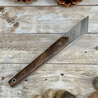 Kiridashi Wood Carving Knife 1/8 inch N690 Steel Blade Walnut Wood Handle with Leather Sheath