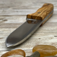 
              Hunting Knife Leather Sheath Bushcraft Knife Skinner Knife OLIVE Wood Handle Bohler N690 Camping Knife Groomsmen Gift
            
