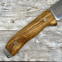 Hunting Knife Leather Sheath Bushcraft Knife Skinner Knife OLIVE Wood Handle Bohler N690 Camping Knife Groomsmen Gift