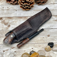 
              Bohler N690 Camping Knife, Hunting Knife, Leather Sheath, Bushcraft Knife, Skinner Knife, Magnesium Fire Starter, Walnut Handle
            