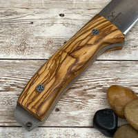 
              Hunting Knife Leather Sheath Bushcraft Knife Skinner Knife OLIVE Wood Handle Bohler N690 Camping Knife Groomsmen Gift
            