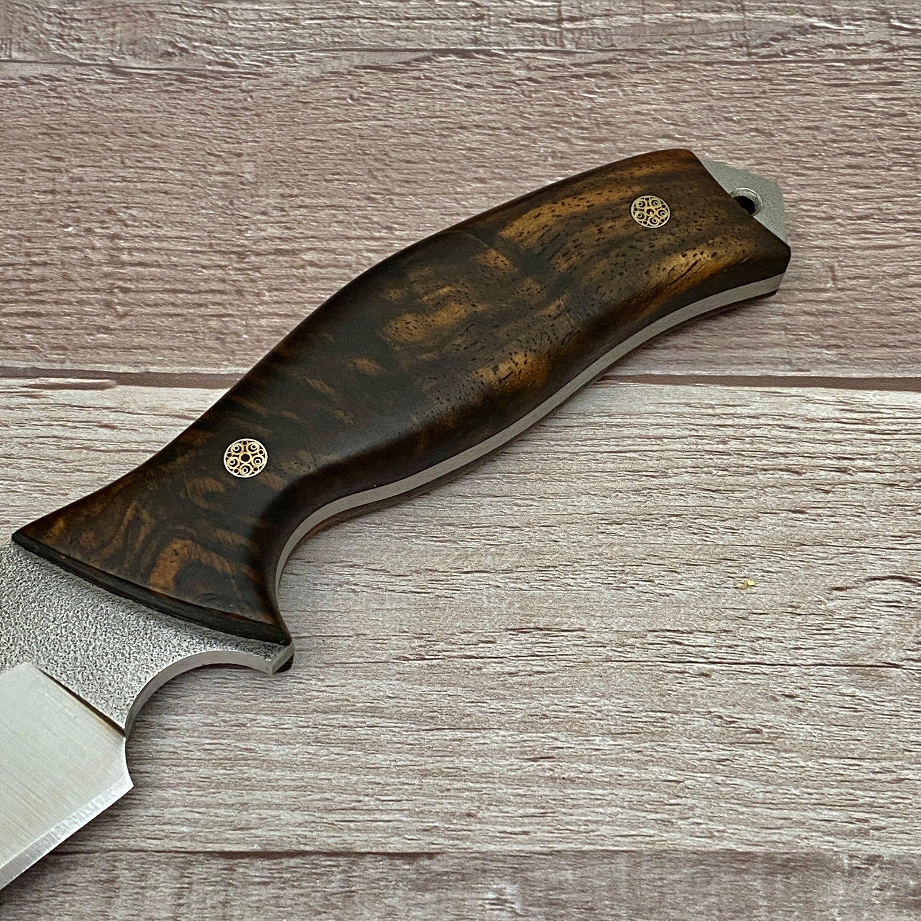 N690 Tactical Knife with N690 Bohler Steel Walnut Wood Handle and 9/64 inch ...