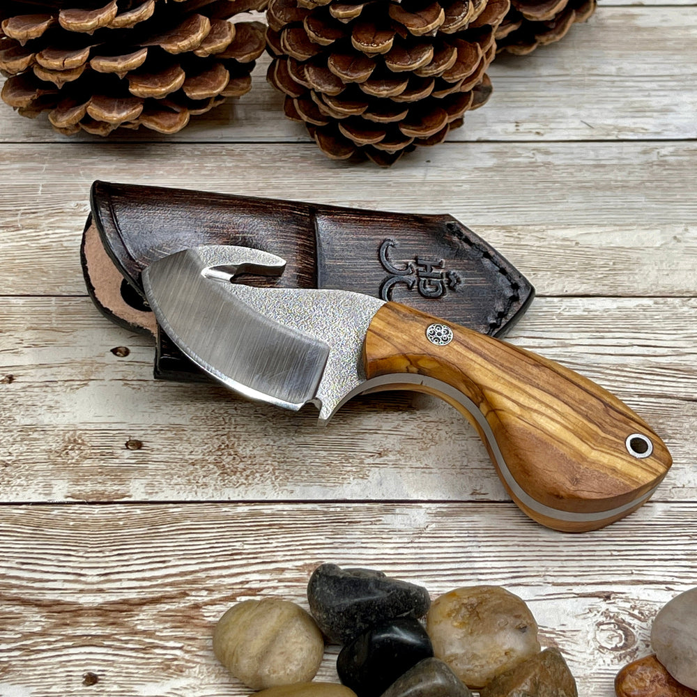 Skinning Knife, Skinner Knife, Skinner, Deer Skinner Knife, Cute Knife, Small Knife, Olive Handle, Gut Hook Knife, Camping Knife