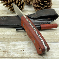 
              Bohler N690 Camping Knife, Hunting Knife, Leather Sheath, Bushcraft Knife, Skinner Knife, Magnesium Fire Starter, Walnut Handle
            